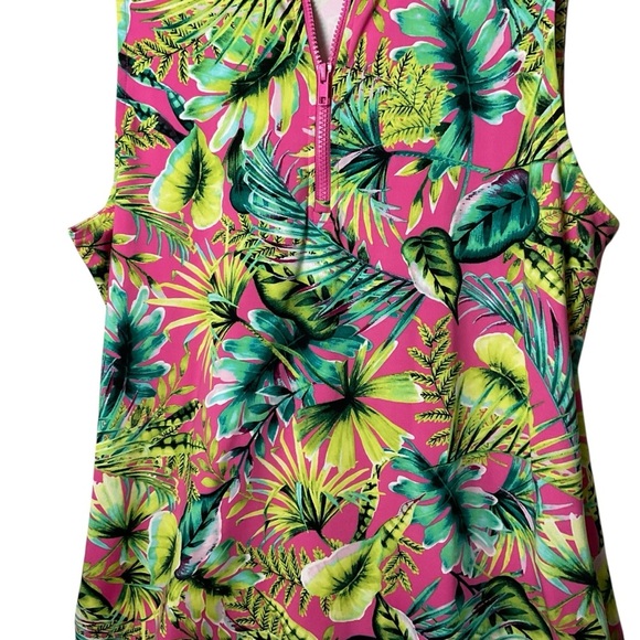Tommy Bahama Pink and Green Tropical Print Dress - Picture 3 of 7